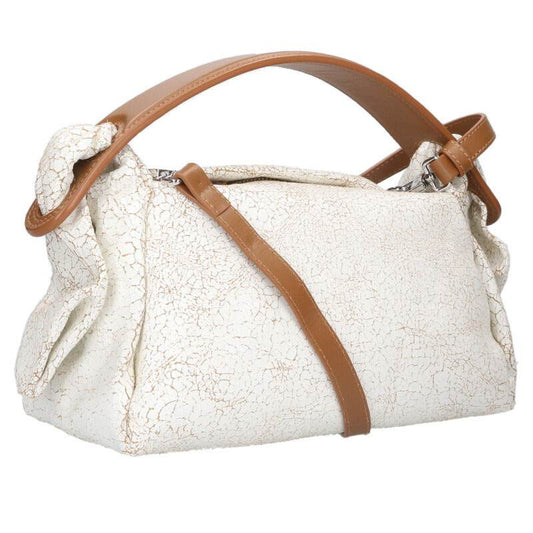 KENZO Furoshiki White Brown Flap Leather 2-Way Size ONE SIZE
