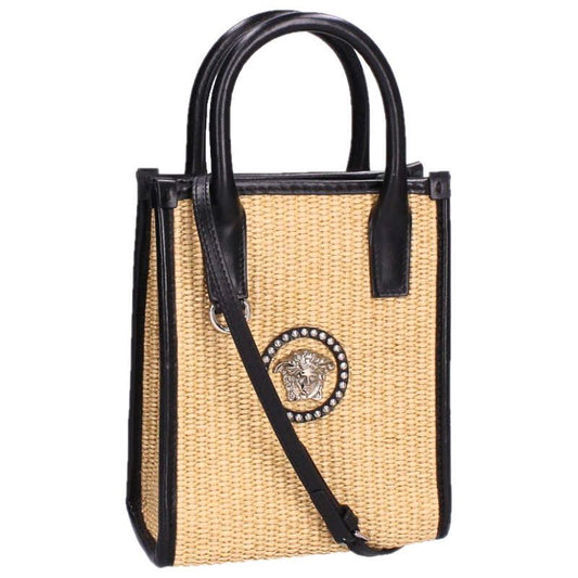 Versace Medusa 2-Way Handbag Beige Black Size ONE SIZE