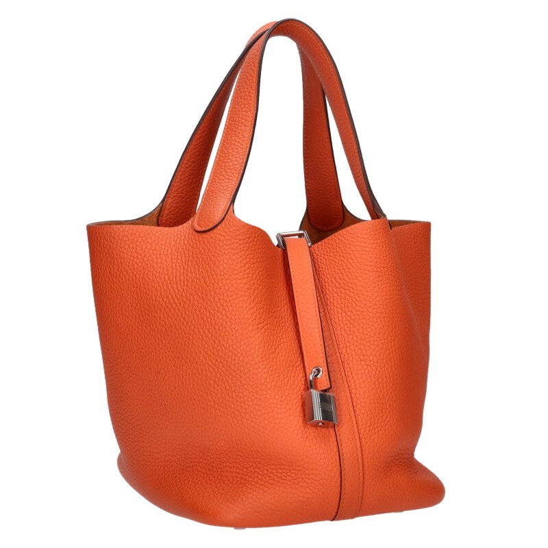 HERMES Picotin Lock GM Y Orange Silver Size ONE SIZE