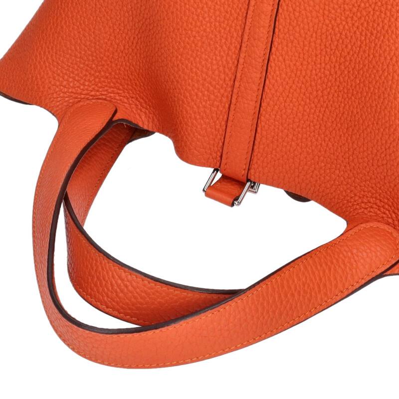 HERMES Picotin Lock GM Y Orange Silver Size ONE SIZE