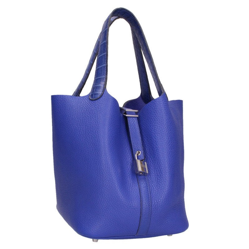 HERMES Picotin Lock MM Blue Touch Alligator Size ONE SIZE
