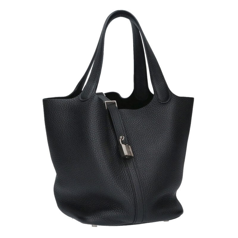 HERMES Picotin MM Clemence Leather SHW Size ONE SIZE