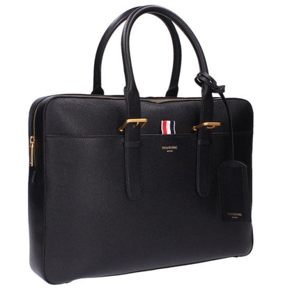 THOM BROWNE Leather Business Handbag Black Size ONE SIZE
