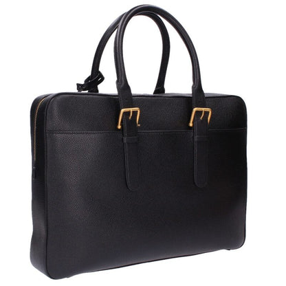 THOM BROWNE Leather Business Handbag Black Size ONE SIZE