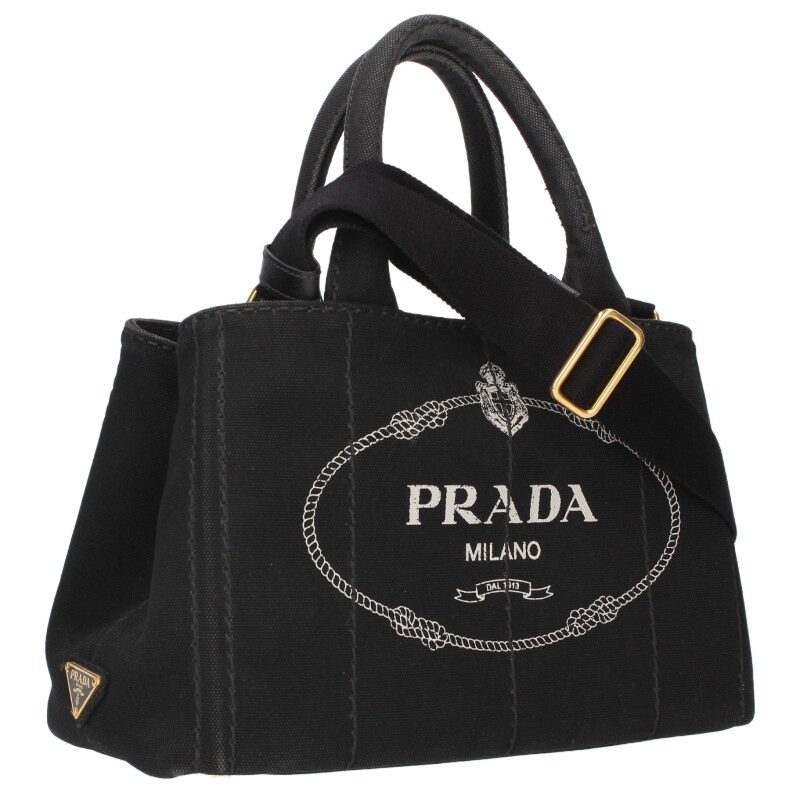 Prada Canapa Logo Canvas 2-Way Handbag Black