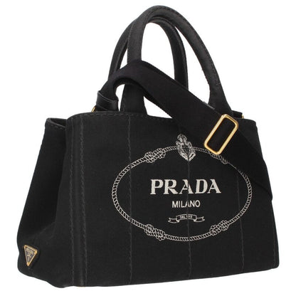 Prada Canapa Logo Canvas 2-Way Handbag Black