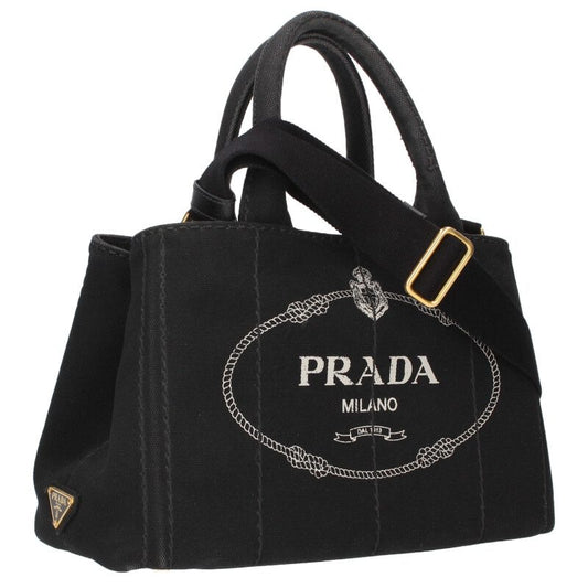 Prada Canapa Logo Canvas 2-Way Handbag Black