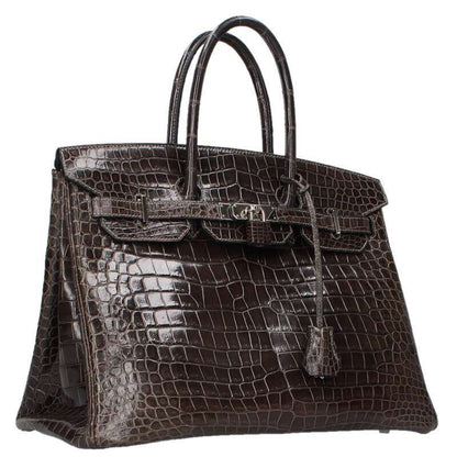 HERMES Birkin 35 Porosus Crocodile Graphite Grey Size XXL
