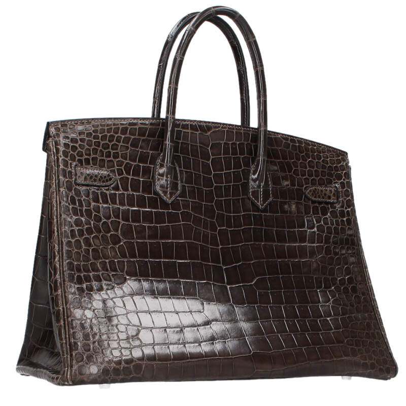 HERMES Birkin 35 Porosus Crocodile Graphite Grey Size XXL