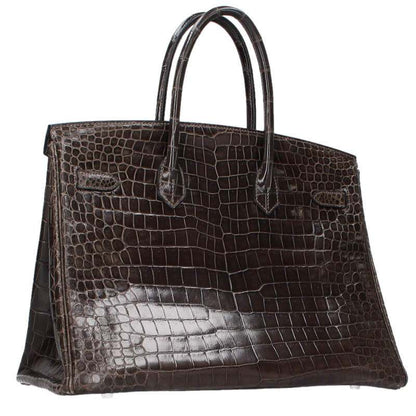 HERMES Birkin 35 Porosus Crocodile Graphite Grey Size XXL
