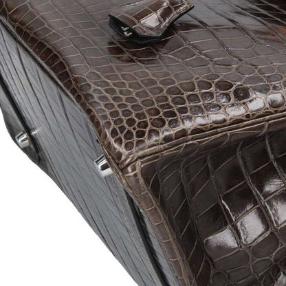 HERMES Birkin 35 Porosus Crocodile Graphite Grey Size XXL