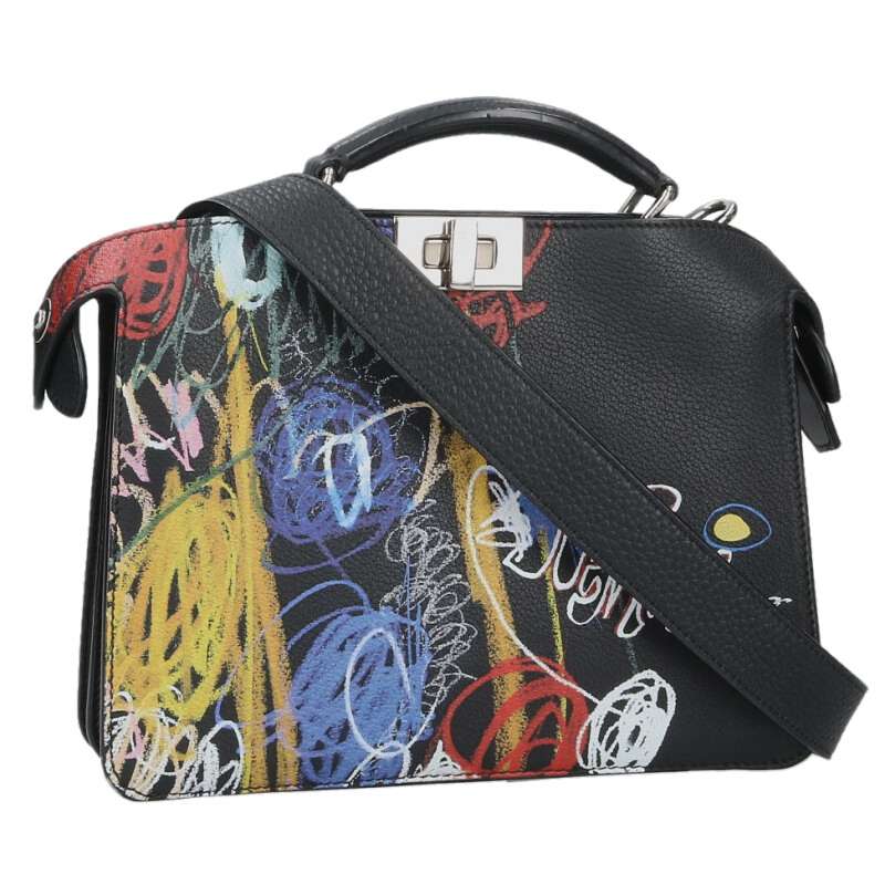 FENDI Peekaboo Graphic Paint Shoulder Handbag Size ONE SIZE