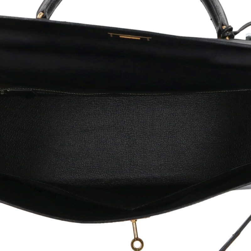 HERMES Kelly 35 Box Calf Leather Handbag Size ONE SIZE