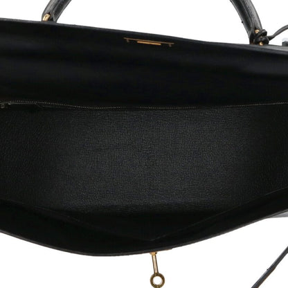HERMES Kelly 35 Box Calf Leather Handbag Size ONE SIZE