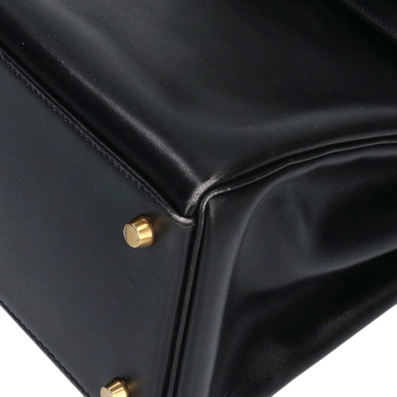 HERMES Kelly 35 Box Calf Leather Handbag Size ONE SIZE
