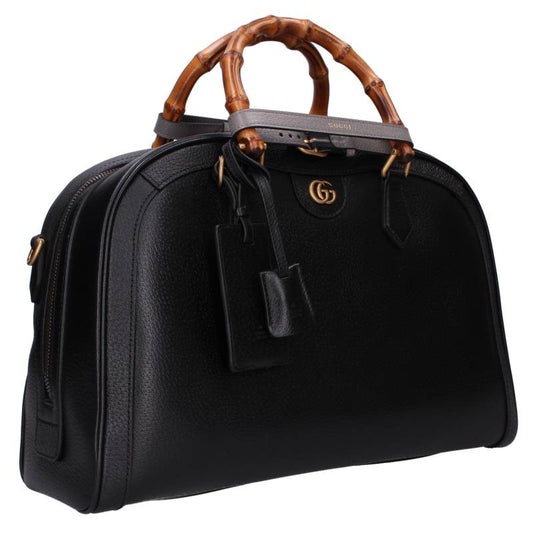 GUCCI Diana Bamboo Duffle Medium Handbag Black Size ONE SIZE