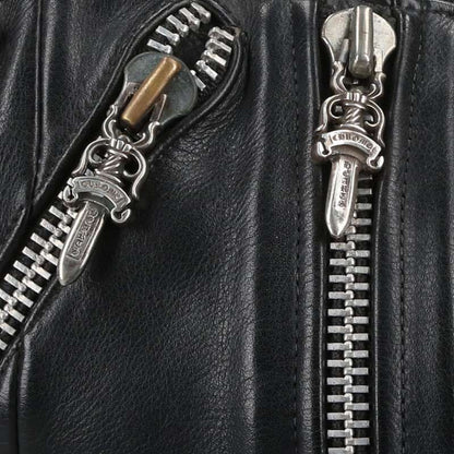 Chrome Hearts JJ DEAN SML Leather Riders Jacket Black