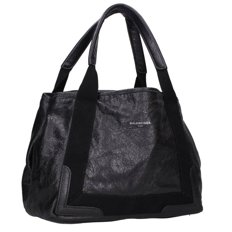 BALENCIAGA Black Cabas Leather Tote Bag Size ONE SIZE