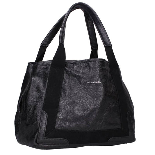 BALENCIAGA Black Cabas Leather Tote Bag Size ONE SIZE