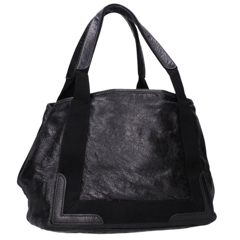 BALENCIAGA Black Cabas Leather Tote Bag Size ONE SIZE