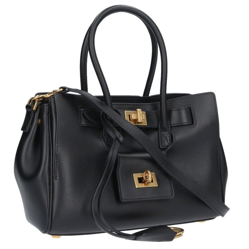 BALENCIAGA BEL AIR MINI Leather Black Gold Handbag Size ONE SIZE