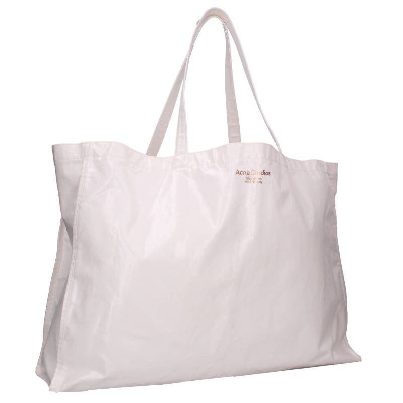 ACNE STUDIOS Logo Print Oilcloth Handbag White Size ONE SIZE