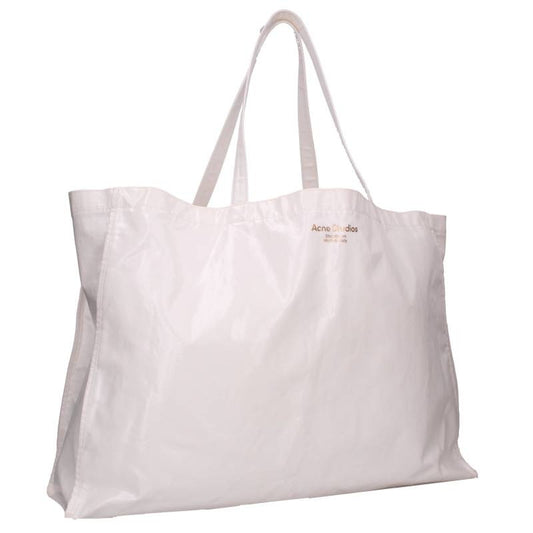 ACNE STUDIOS Logo Print Oilcloth Handbag White Size ONE SIZE