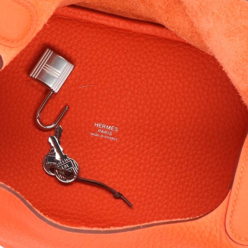 HERMES Picotin Lock PM Feu Orange Leather Bag Size PM