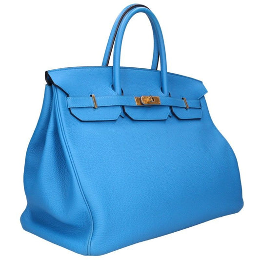HERMES Birkin 40 Togo Bleu Zanzibar Leather Bag Size 40