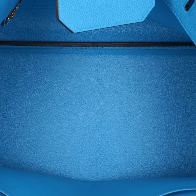HERMES Birkin 40 Togo Bleu Zanzibar Leather Bag Size 40