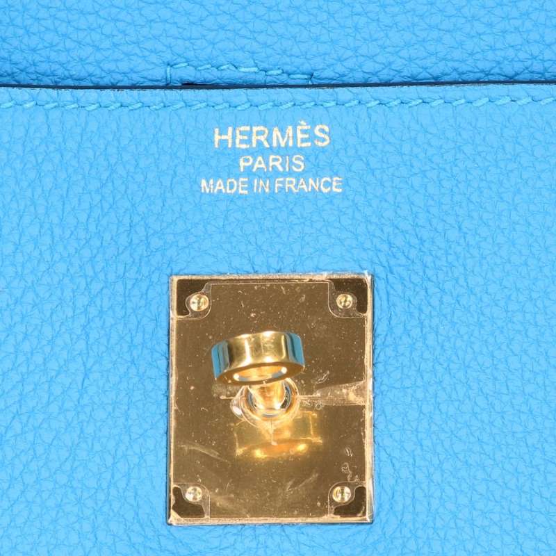 HERMES Birkin 40 Togo Bleu Zanzibar Leather Bag Size 40