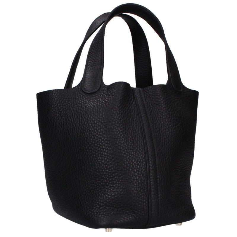 HERMES Picotin Lock PM Taurillon Clemence Black Gold Handbag Size PM