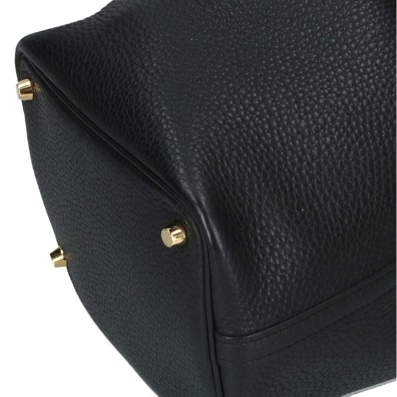 HERMES Picotin Lock PM Taurillon Clemence Black Gold Handbag Size PM