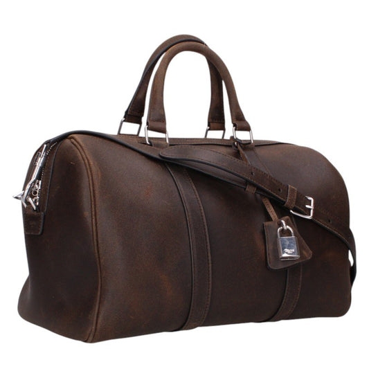 CELINE Large Boston Wax Effect Suede Bag Brown Size ONE SIZE