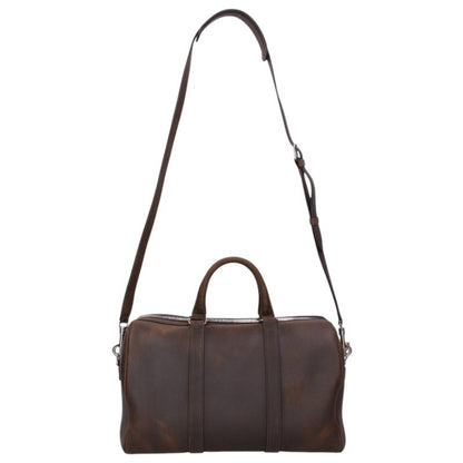 CELINE Large Boston Wax Effect Suede Bag Brown