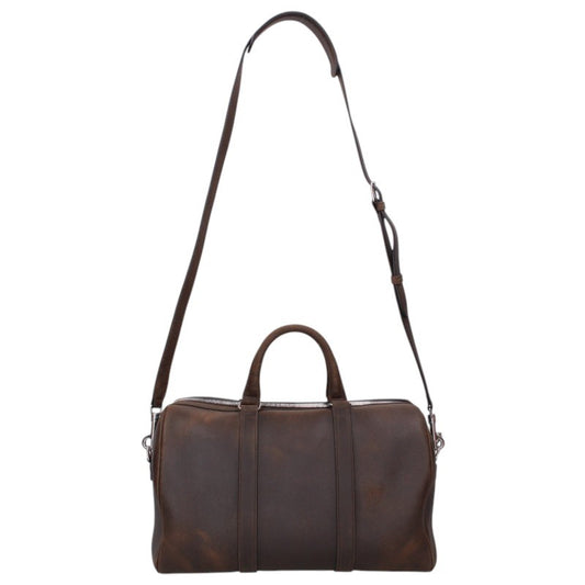 CELINE Large Boston Wax Effect Suede Bag Brown Size ONE SIZE