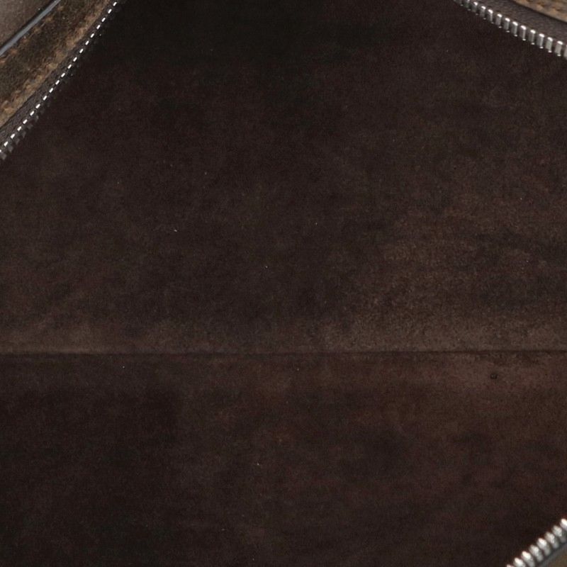 CELINE Large Boston Wax Effect Suede Bag Brown