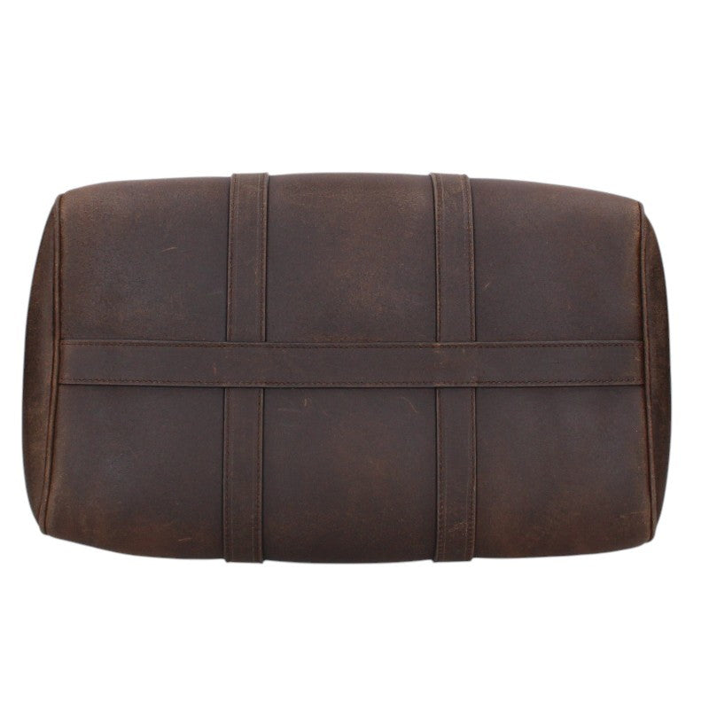CELINE Large Boston Wax Effect Suede Bag Brown