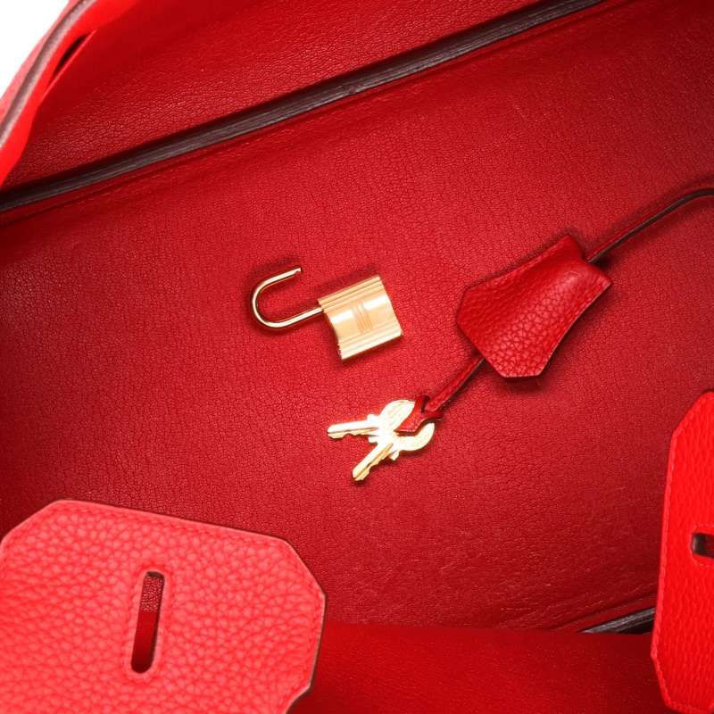 HERMES Birkin 35 Rouge Casaque Clemence Handbag Size 35