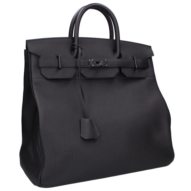HERMES Haut a Courroies 40 Togo So Black Leather Bag Size 40
