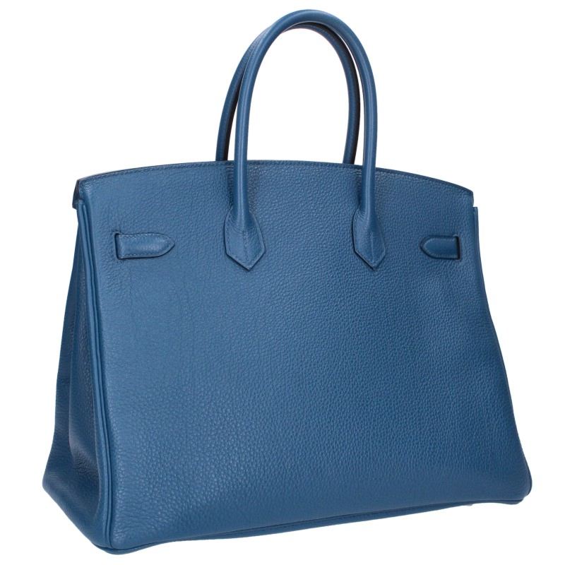 HERMES Birkin 35 Togo Leather Handbag Blue Size 35