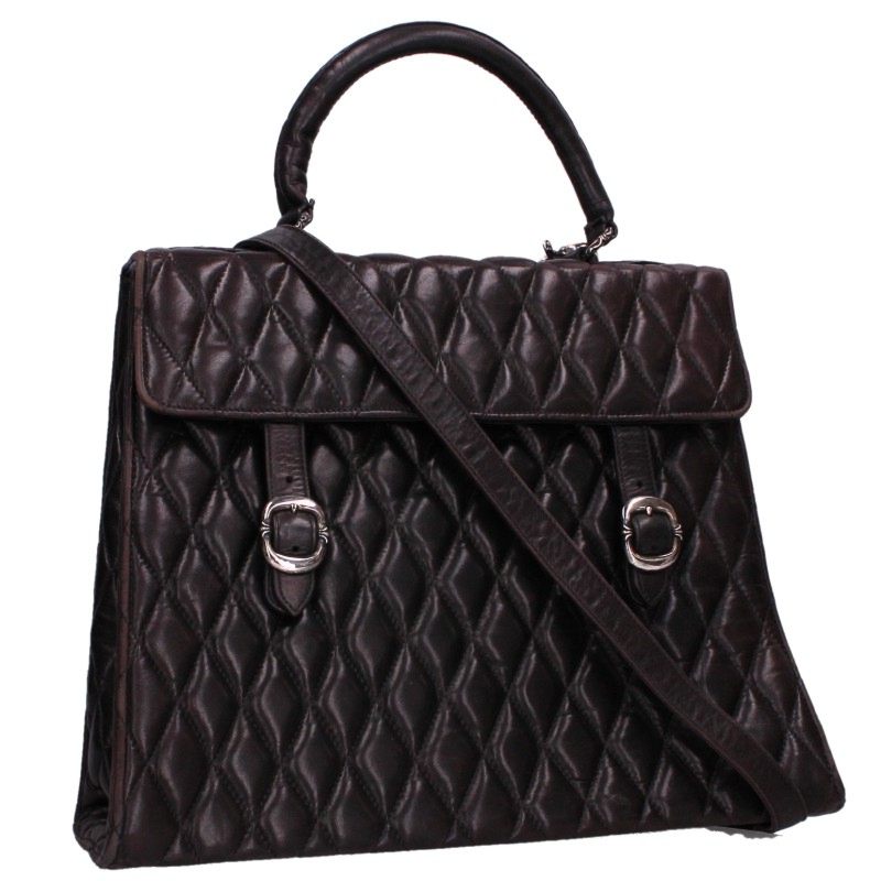 Chrome Hearts Heart Clip Strap Quilted Leather Bag