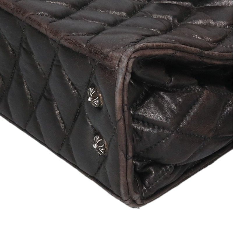 Chrome Hearts Heart Clip Strap Quilted Leather Bag