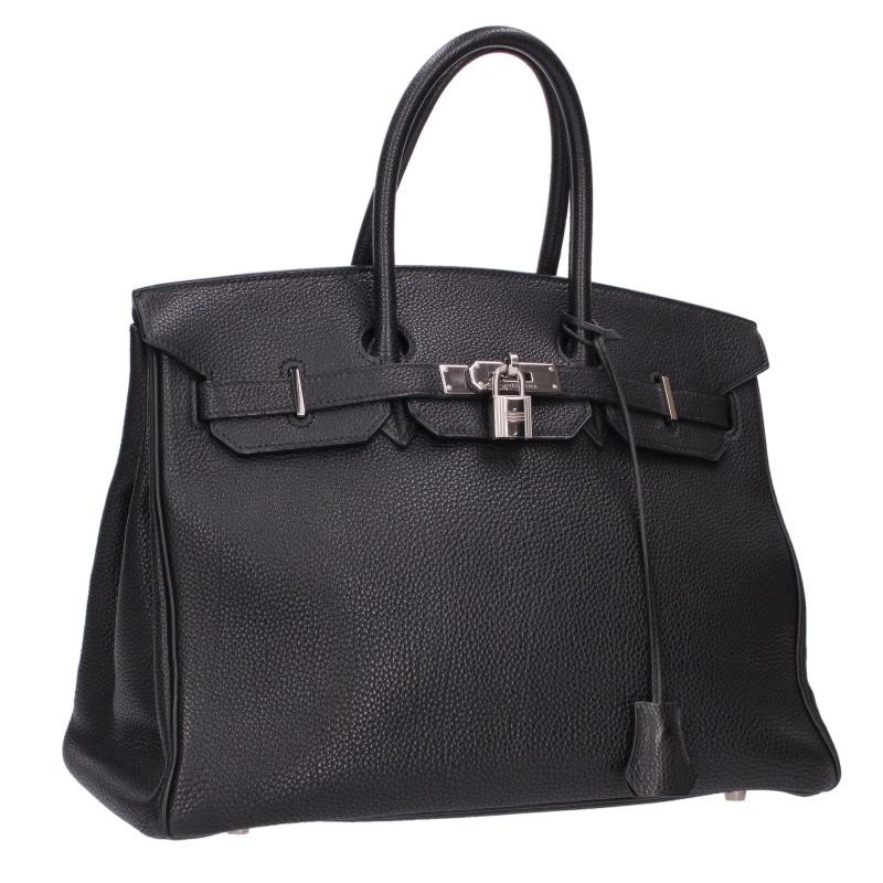 HERMES Black Birkin Togo Leather Silver Hardware Bag