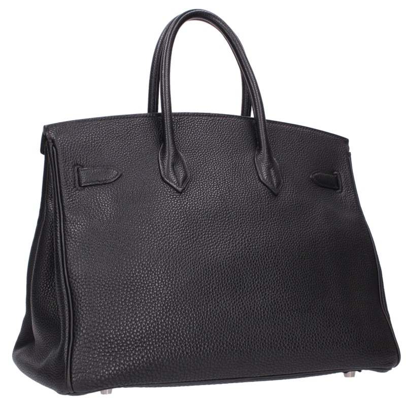 HERMES Black Birkin Togo Leather Silver Hardware Bag