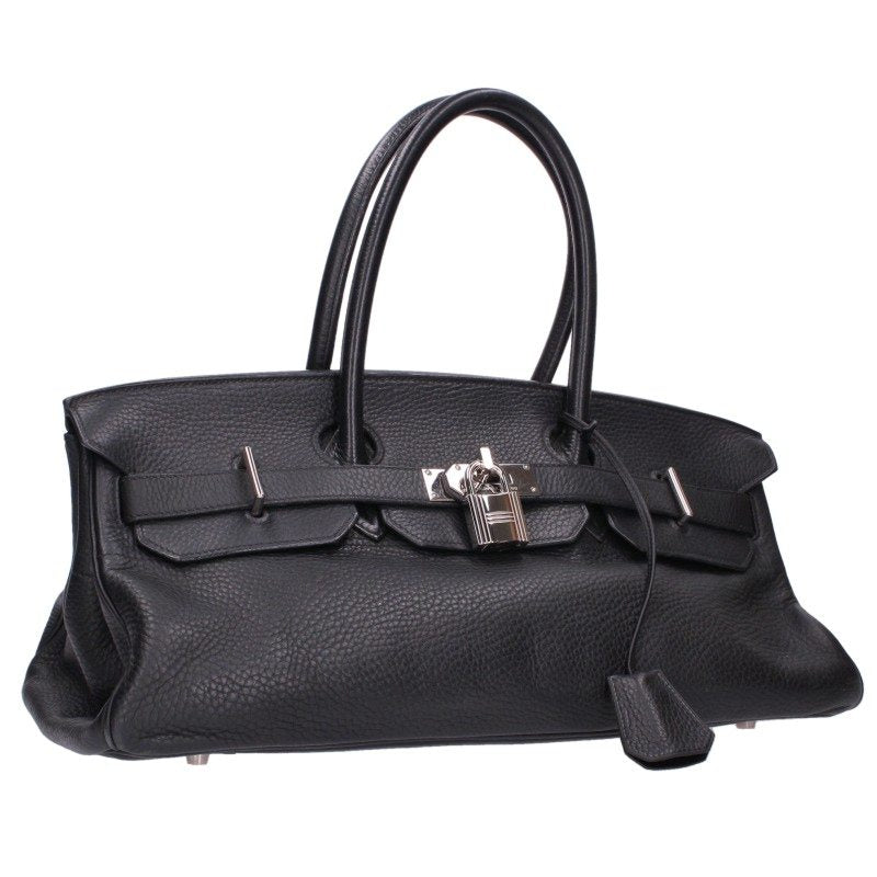 HERMES Shoulder Birkin 42 Clemence Handbag Black Size 42