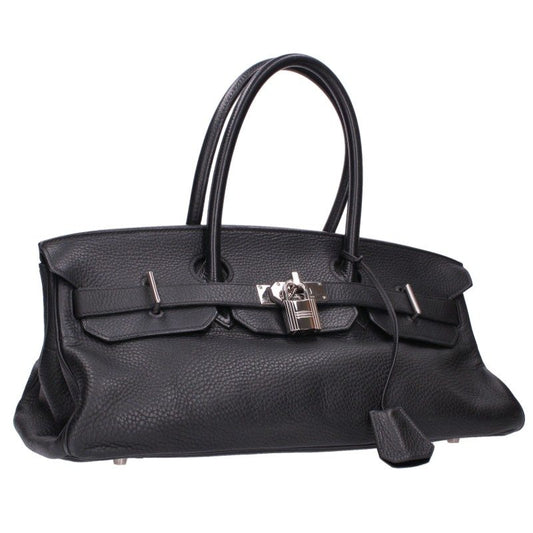 HERMES Shoulder Birkin 42 Clemence Handbag Black Size 42
