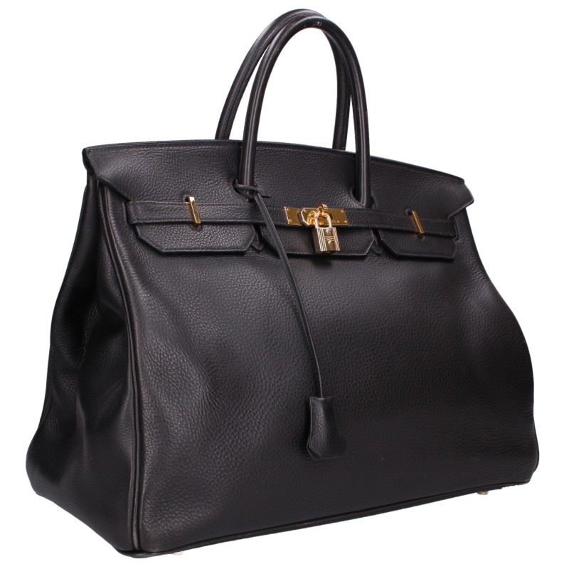 HERMES Birkin 40 Taurillon Clemence Handbag Black Size 40