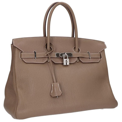 HERMES Birkin 35 Togo Etoupe Leather Handbag Gray Size 35