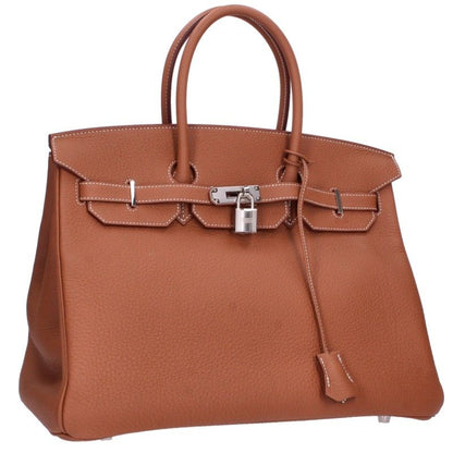 HERMES Birkin 35 Gold Togo Leather Handbag Brown Size 35
